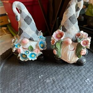 Charming Gnome Figurines with Floral Accents